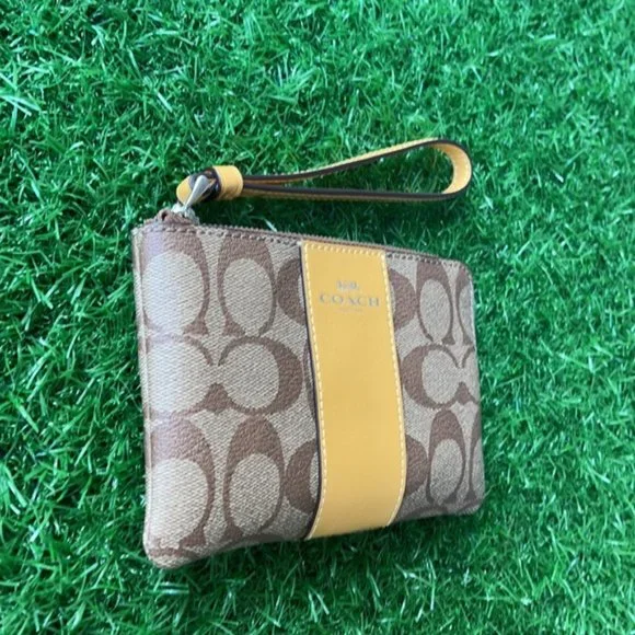 COACH Signature PVC Leather Corner Zip Wristlet - Picture 3 of 16